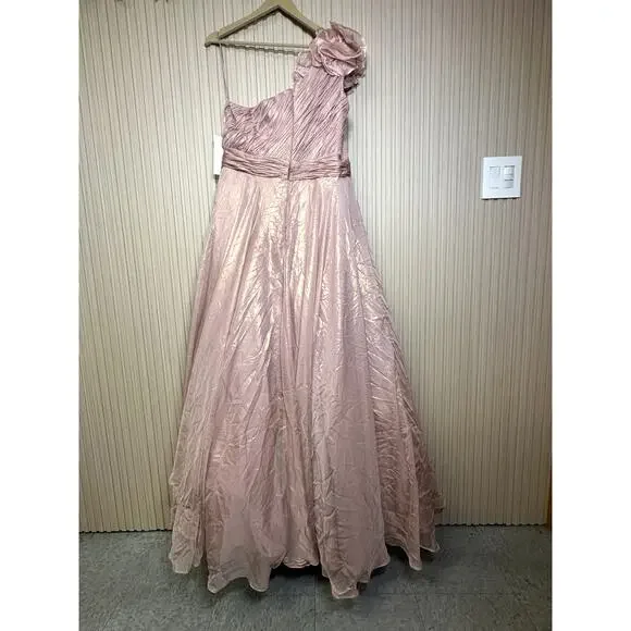 Mac Duggal 49252 Floral One Shoulder Ruffle Prom Gown Size 14 Dresses